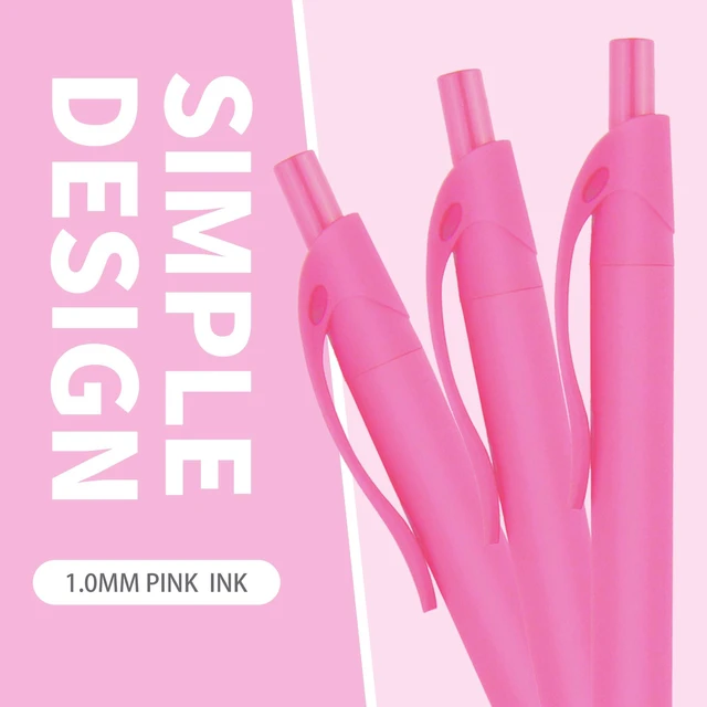 Alt view image 2 of 6 - Pens Bulk, 50 Pack No Bleed Click Pens, Wholesale Retractable Ballpoint Pens, Pen Medium Point, Smooth Ink Pen, 1.0MM Pink Ink