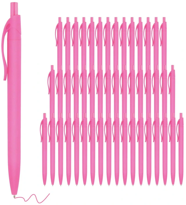 Main image of Pens Bulk, 50 Pack No Bleed Click Pens, Wholesale Retractable Ballpoint Pens, Pen Medium Point, Smooth Ink Pen, 1.0MM Pink Ink
