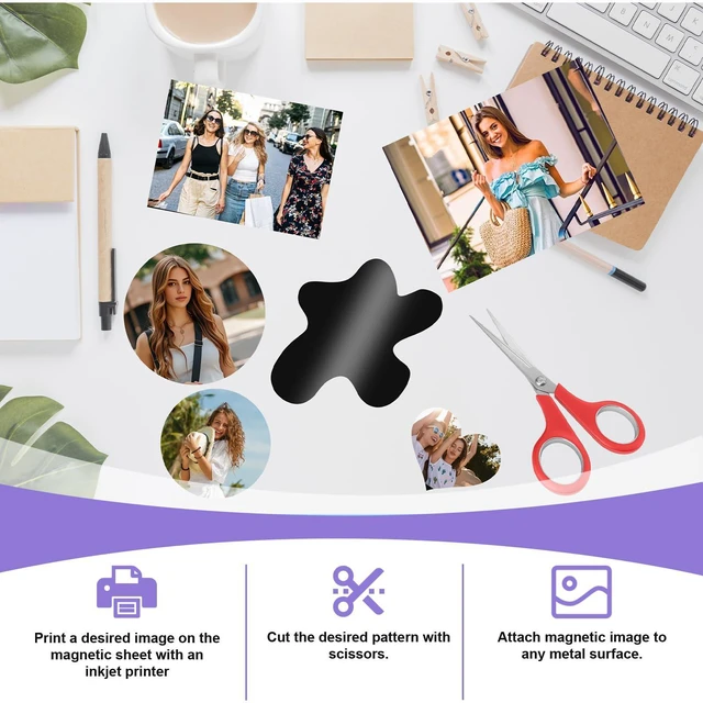 Alt view image 5 of 6 - 36 Pcs Printable Magnetic Sheets 8.5x11 Inches Matte Magnet Paper Sheet Non Adhesive Magnetic Paper for Inkjet Printers, Flexible Magnet Photos for DIY Crafts