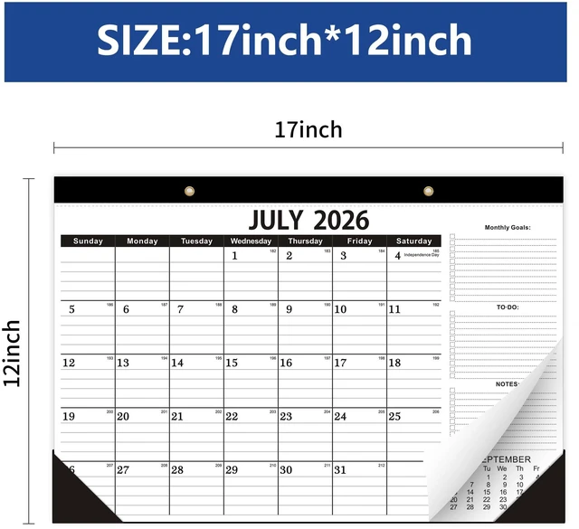 Alt view image 2 of 6 - Desk Calendar 2026-2027,July 2026 to December 2027, Desk calendar 2026-2027 with to-do list,2027 Calendar 18 Months,Calendar 2026-2027-17" x 12" for Home or Office