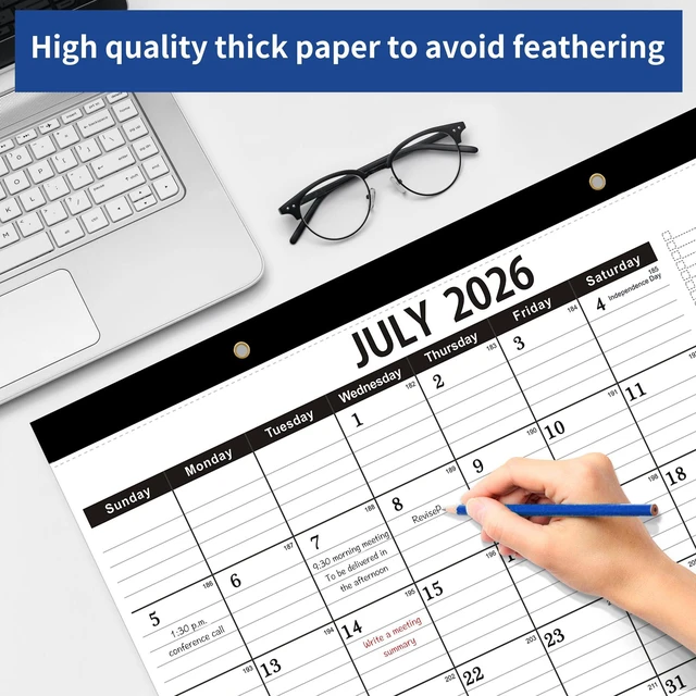 Alt view image 4 of 6 - Desk Calendar 2026-2027,July 2026 to December 2027, Desk calendar 2026-2027 with to-do list,2027 Calendar 18 Months,Calendar 2026-2027-17" x 12" for Home or Office