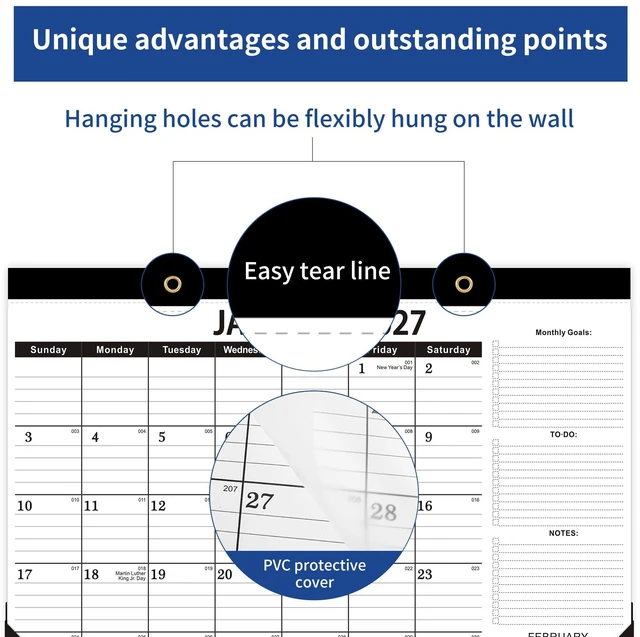 Alt view image 5 of 6 - Desk Calendar 2026-2027,July 2026 to December 2027, Desk calendar 2026-2027 with to-do list,2027 Calendar 18 Months,Calendar 2026-2027-17" x 12" for Home or Office