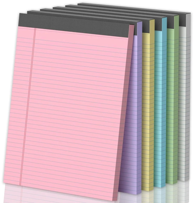 Main image of Legal Pads 8.5 X11, Narrow Ruled Notepads, 6 Pack, 50 Sheet/Pad Colored Legal Pads, Tear Off Notepad, Perforated Writing Pad, Notebook Paper College Ruled, Notepads For Office Home School