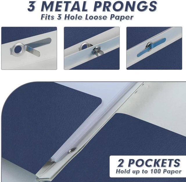 Alt view image 3 of 7 - 60 Pack Two Pocket Paper Folders with Prongs, Letter Size (Darkblue) 3 Prong Folders with Pockets, Paper, 3 Hole Punched, For School, Office, Home, Business