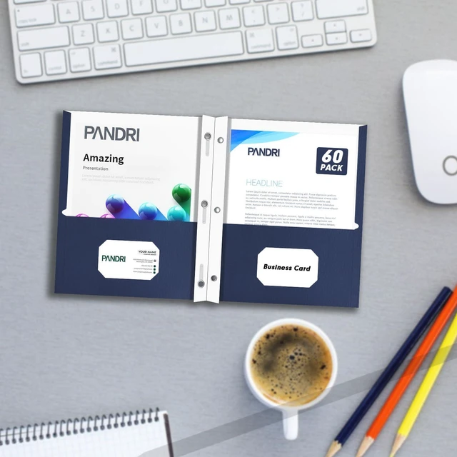 Alt view image 7 of 7 - 60 Pack Two Pocket Paper Folders with Prongs, Letter Size (Darkblue) 3 Prong Folders with Pockets, Paper, 3 Hole Punched, For School, Office, Home, Business