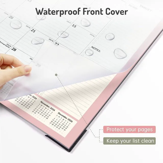 Alt view image 6 of 7 - Desk Calendar 2026-2027, 20 Months Calendar May 2026 to Dec 2027 22" x 17" Large 2026 Desk Calendar Monthly Planner with Plastic Cover for Home School Office, Blue