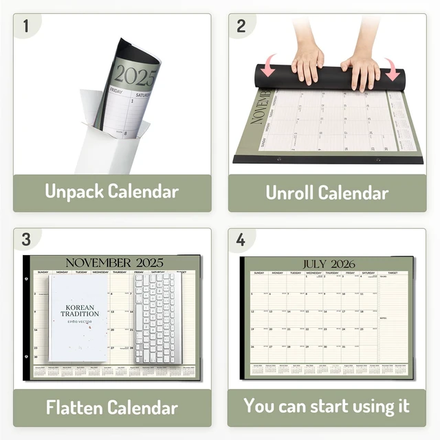 Alt view image 7 of 7 - Desk Calendar 2026-2027, 20 Months Calendar May 2026 to Dec 2027 22" x 17" Large 2026 Desk Calendar Monthly Planner with Plastic Cover for Home School Office, Blue