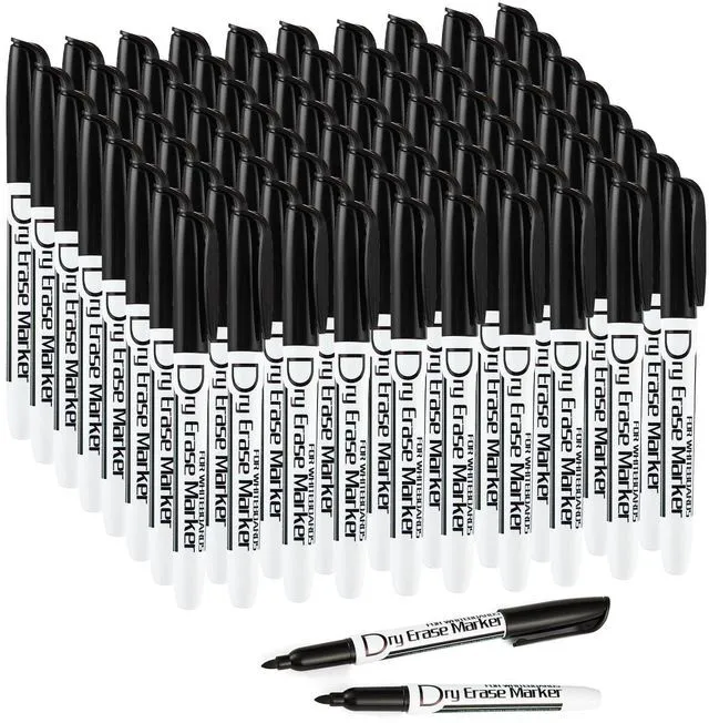 Main image of Black Dry Erase Markers, Fine Tip, Low Odor, 80 Pack Dry Erase Pens, Thin Point Whiteboard Markers for Glass, Calendars, Office, School, Home, Easy Erase, Quick Dry Black Ink