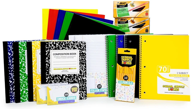 Main image of High Writing Case (2 Boxes) | Back to Essentials Kit for Students & Teachers | Includes College-Ruled Filler Paper, College-Ruled Notebooks, 12 ct. Pens, & More