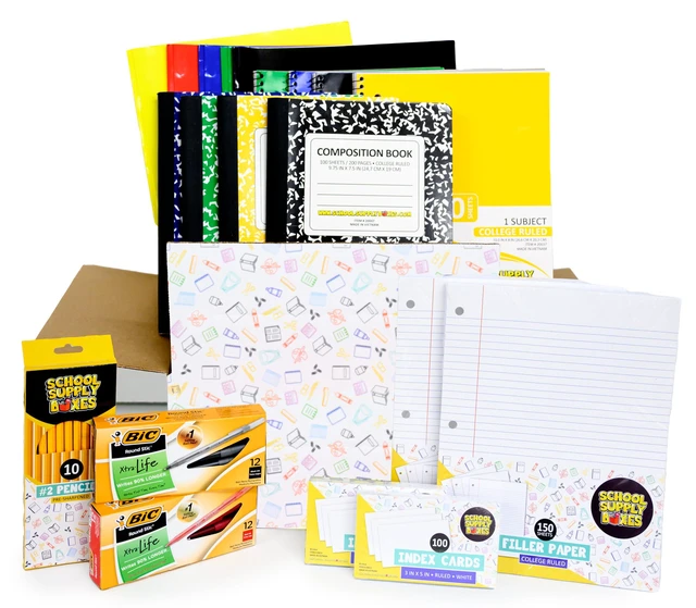 Alt view image 6 of 7 - High Writing Case (2 Boxes) | Back to Essentials Kit for Students & Teachers | Includes College-Ruled Filler Paper, College-Ruled Notebooks, 12 ct. Pens, & More