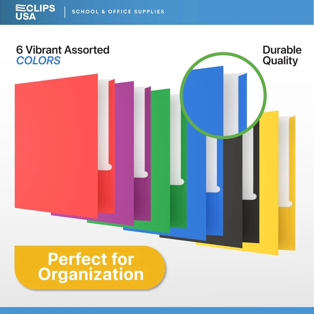 Alt view image 4 of 7 - Folders with Pockets 2 Pocket Folders Bulk, Holds 100 Sheets (50 Sheets Per Pocket) Assorted Colors Office Or School (100 Pack)