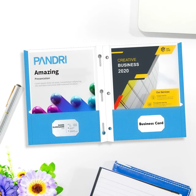 Alt view image 7 of 7 - 60 Pack Two Pocket Paper Folders with Prongs, Letter Size(Lightblue) 3 Prong Folders with Pockets, Paper, 3 Hole Punched, For School, Office, Home, Business