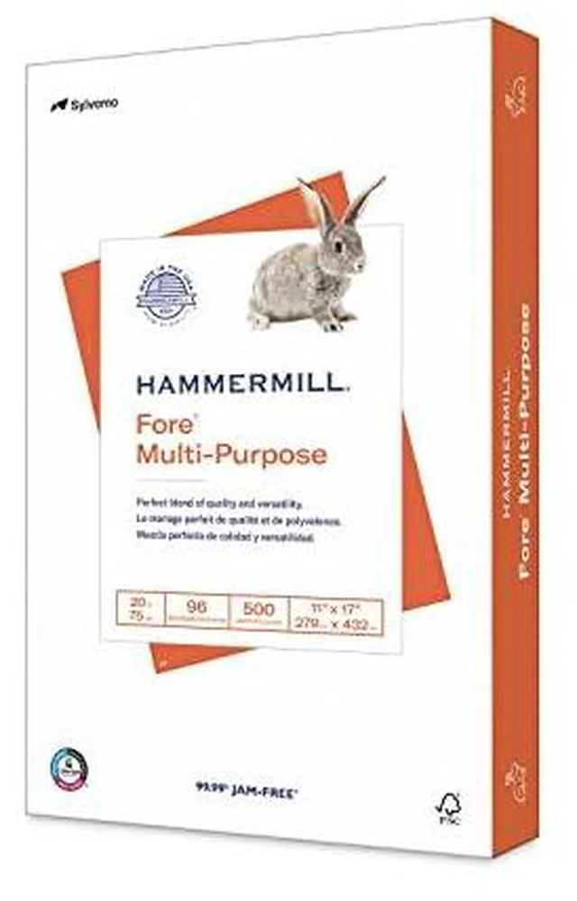 Alt view image 3 of 3 - Printer Paper, Fore Multipurpose 20 lb Copy Paper, 11 x 17 - 1 Ream (500 Sheets) - 96 Bright, Made in the USA, 103192R
