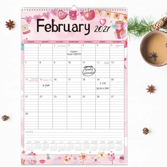 Alt view image 2 of 7 - Large Wall Calendar 2026-2027,19-Month Vertical Wall Calendar Runs from Jun. 2026 to Dec. 2027, 22"x15" Hanging Monthly Planner with Thick Paper Watercolor Design for Easy Organizing