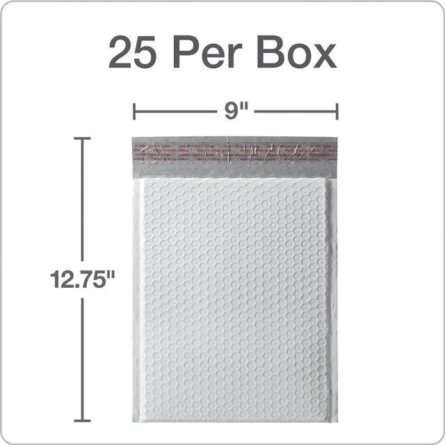 Alt view image 7 of 7 - Bubble Mailers, 8.5 x 11 Shipping Envelopes, Water Resistant White Poly Padded Envelopes, Redi-Strip Peel Off Closure, 25/Box (QUA85859)