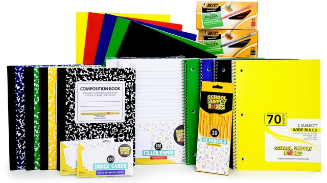 Main image of Elementary Writing Case (2 Boxes) | Back to Essentials Kit for Students & Teachers | Includes Wide-Ruled Filler Paper, Wide-Ruled Notebooks, 12 ct. Pens, & More
