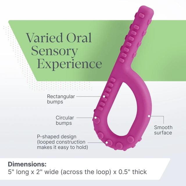 Alt view image 2 of 7 - Textured Grabber Sensory Chew, XXT, Very Firm, Forest Green Sensory Toy for Kids and Adults, Chewy Fidget for Autism, ADHD, SPD, Anxiety, Medical-Grade Oral Motor Therapy Tool