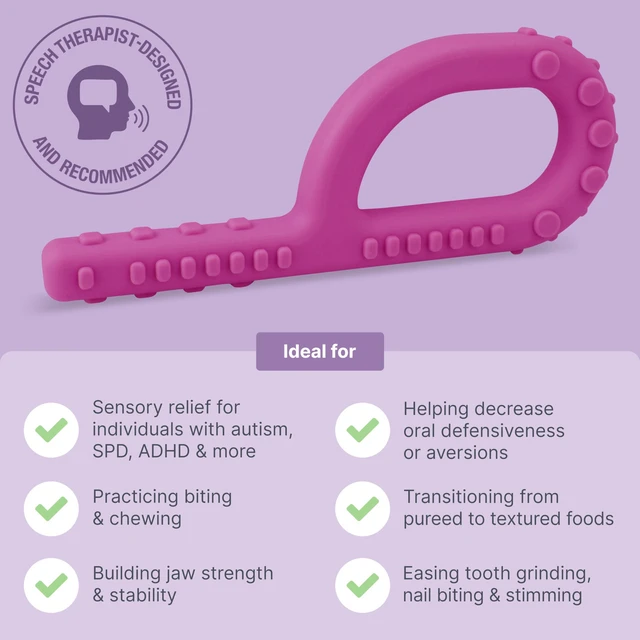 Alt view image 3 of 7 - Textured Grabber Sensory Chew, XXT, Very Firm, Forest Green Sensory Toy for Kids and Adults, Chewy Fidget for Autism, ADHD, SPD, Anxiety, Medical-Grade Oral Motor Therapy Tool
