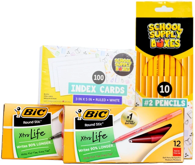 Alt view image 5 of 7 - High Writing Case (2 Boxes) | Back to Essentials Kit for Students & Teachers | Includes College-Ruled Filler Paper, College-Ruled Notebooks, 12 ct. Pens, & More