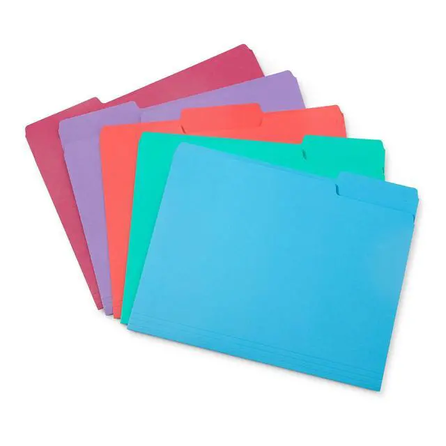 Alt view image 2 of 7 - 100 File Folders, Letter Size, 1/3 Cut, Gem Tones Durable 11pt, 1/3 Cut Top Tab, Colorful Gem Tones, for Office, School, and Home File Organization