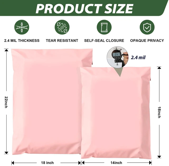 Alt view image 2 of 7 - Pink Poly Mailers Variety Pack 20 for Packaging Clothes (14x18" and 18x22") Waterproof Thick Shipping Bags Polymailers Assorted Size for Clothes Shoes Socks Books Toys and Others Small Bussiness
