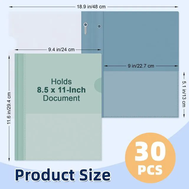 Alt view image 2 of 7 - 30 Pack Report Covers with 3 Prong Fasteners 10 Colors Clear Front Plastic Folders Letter Size, Presentation Folder for Resumes Proposals and School Use, 100 Sheet Capacity