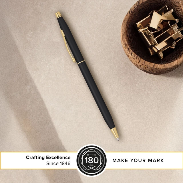 Alt view image 3 of 6 - Classic Century Ballpoint Pen, Black & Gold, Medium Point, Black Ink Refillable Pen for Effortless Writing, Durable Construction, Premier Distinctive Look, Gift-Ready Presentation