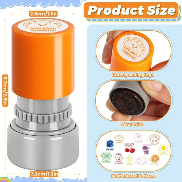Alt view image 2 of 7 - 12 Pcs Teacher Stamps for Classroom, Self-Inking Rubber Colorful Stamps Classroom Rubber Stamp for Grading Homework Test Motivation Students Supplies