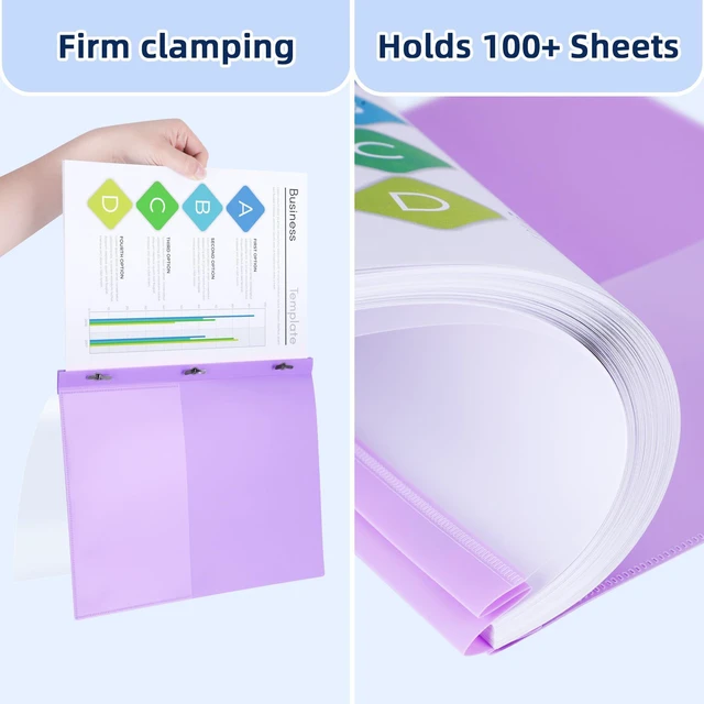 Alt view image 3 of 7 - 30 Pack Report Covers with 3 Prong Fasteners 10 Colors Clear Front Plastic Folders Letter Size, Presentation Folder for Resumes Proposals and School Use, 100 Sheet Capacity