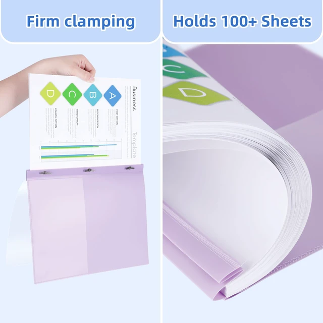 Alt view image 3 of 7 - Report Covers with 3-Prong Fasteners, 30 Pack, Letter Size Clear Plastic Presentation Folders, 30 Assorted Colors, Fits 8.5x11'' Papers, Ideal for Resumes, Documents, School & Office