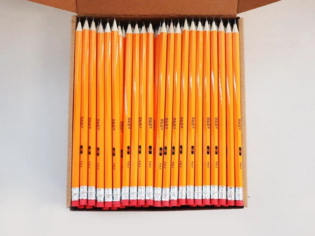Alt view image 2 of 7 - #2 HB Pencils, 200 Count Pre-Sharpened, Wood-Cased,with Eraser Tops, Bulk Yellow Pencils for Classroom Teacher Supplies