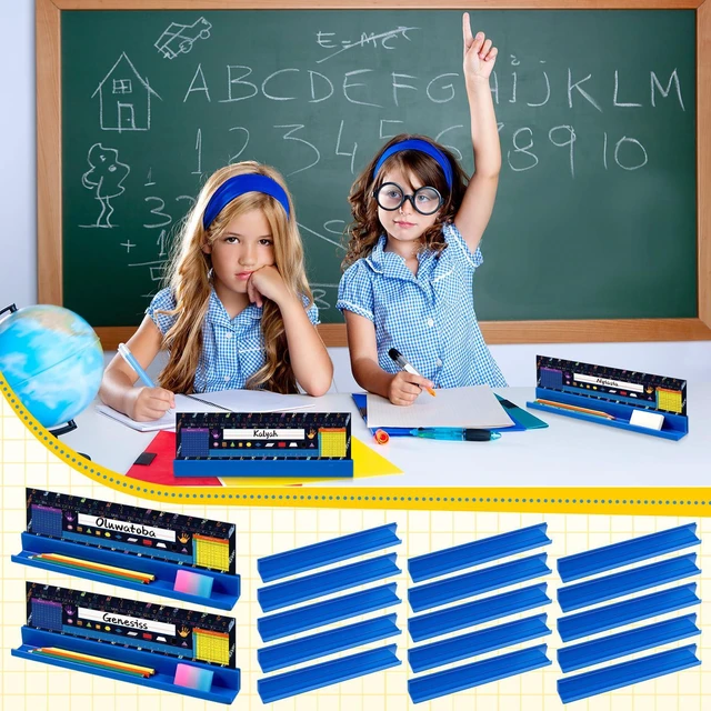 Alt view image 5 of 7 - 70 Pcs Classroom Desk Name Plates Holder Set Index Cards Storage Classroom Name Tags Kids Desk Accessories Desktop Helper Prop and Park Station Tray Organizer Water