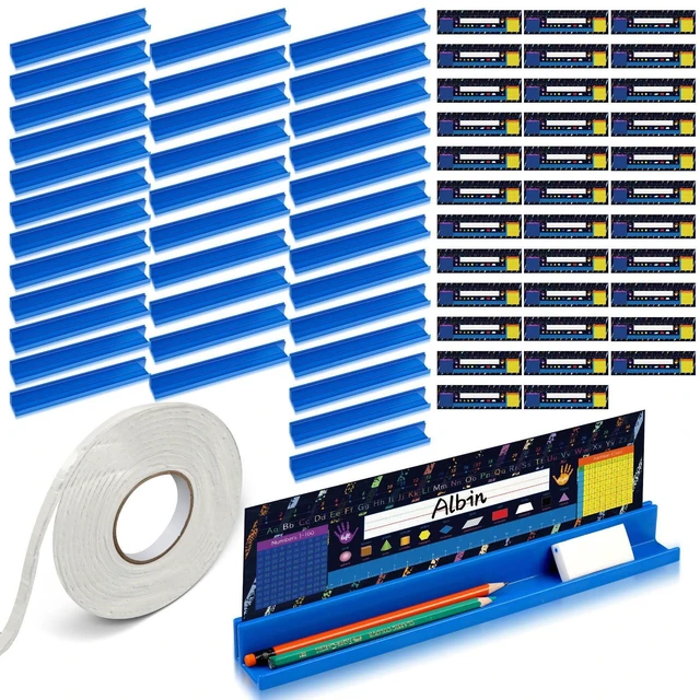 Main image of 70 Pcs Classroom Desk Name Plates Holder Set Index Cards Storage Classroom Name Tags Kids Desk Accessories Desktop Helper Prop and Park Station Tray Organizer Water