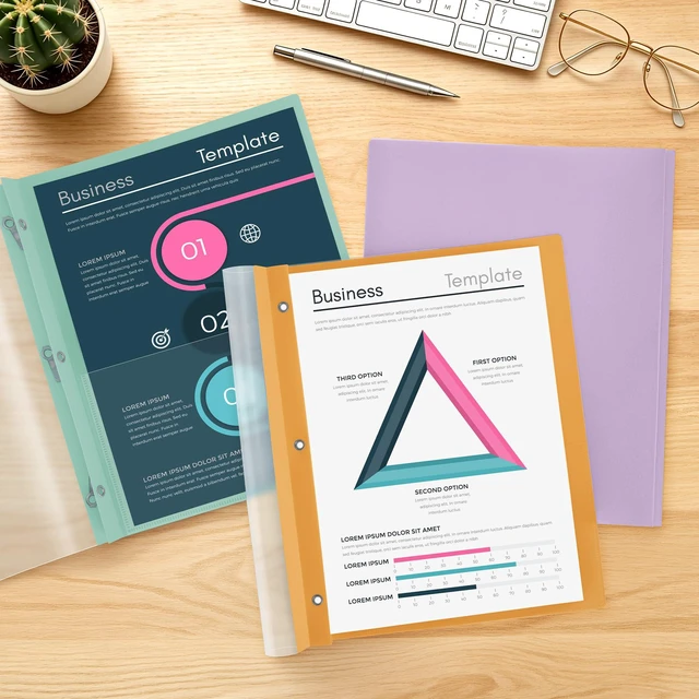 Alt view image 7 of 7 - Report Covers with 3-Prong Fasteners, 30 Pack, Letter Size Clear Plastic Presentation Folders, 30 Assorted Colors, Fits 8.5x11'' Papers, Ideal for Resumes, Documents, School & Office