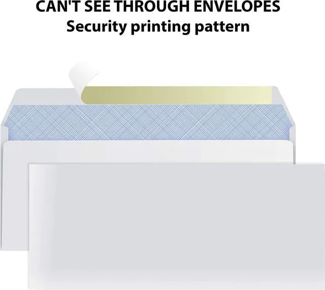 Alt view image 5 of 5 - #10 Envelopes Letter Size Self Seal | 1,000 Business Mailing Security Peel and Sealing Envelope | 100% Tinted | no 10 White Windowless Legal Regular Plain Envelops Pack | 4-1/8 x 9-1/2 Inches | 24 LB