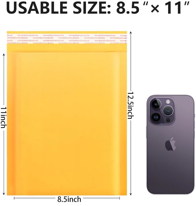 Alt view image 2 of 7 - Kraft Bubble Mailers 8.5x11inch 50Pack Yellow Self-Seal Padded Envelopes Bubble Opaque Padded Mailers Shipping Bags for Small Businesses to Package and Mail Jewelry, Electronic Products