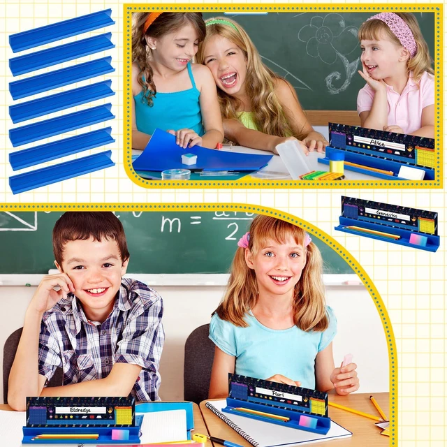 Alt view image 6 of 7 - 70 Pcs Classroom Desk Name Plates Holder Set Index Cards Storage Classroom Name Tags Kids Desk Accessories Desktop Helper Prop and Park Station Tray Organizer Water