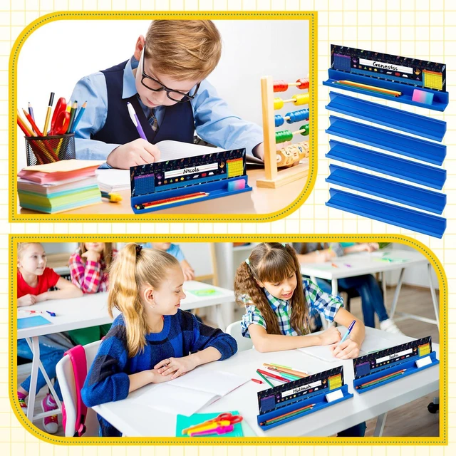 Alt view image 7 of 7 - 70 Pcs Classroom Desk Name Plates Holder Set Index Cards Storage Classroom Name Tags Kids Desk Accessories Desktop Helper Prop and Park Station Tray Organizer Water