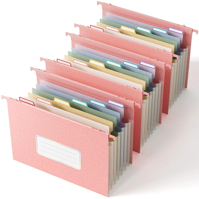 Main image of Wheat Straw Hanging File Folders,7-Pocket Accordion Organizer Large Capacity, Letter Size for Filing Cabinet, 100% BPA Free, Return to Nature, Healthy Living-Pink