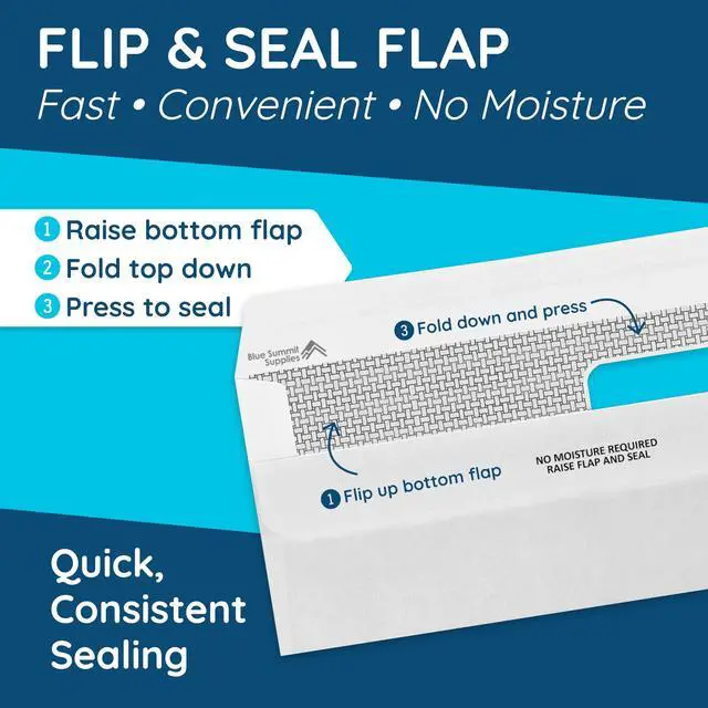 Alt view image 3 of 6 - 500#9 Double Window Security Envelopes, Flip & Seal 3 7/8 x 8 7/8 in, Security Tint, Flip and Seal, for QuickBooks Invoices, Statements, Billing Mailings