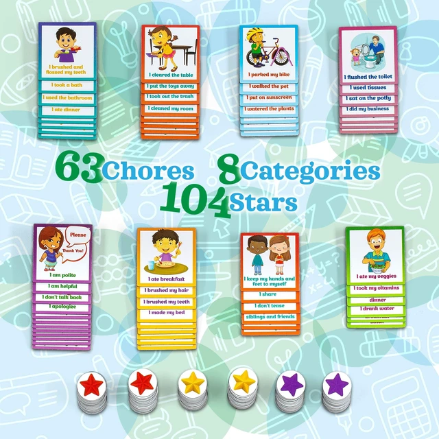 Alt view image 4 of 7 - Kids Responsibility Reward Chart - Magnetic Board - 63 Chores Chore Chart
