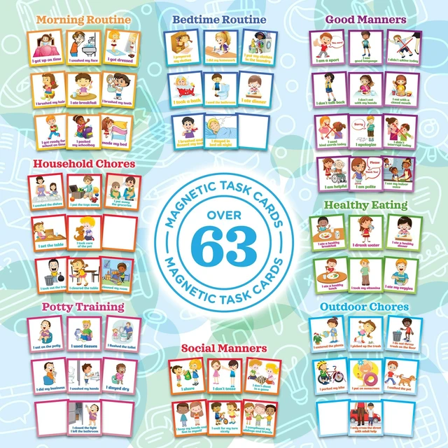 Alt view image 6 of 7 - Kids Responsibility Reward Chart - Magnetic Board - 63 Chores Chore Chart