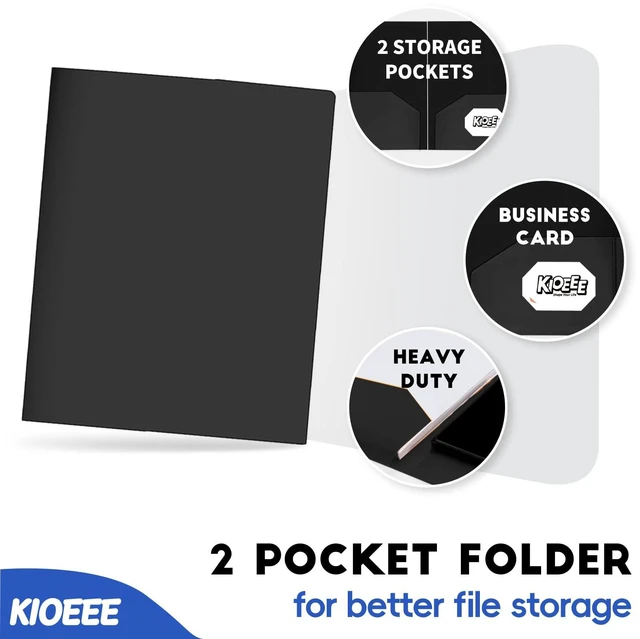 Alt view image 3 of 7 - Plastic Folders with Pockets (48 Pack). Heavy Duty Plastic Folders with 2 Pocket and Business Card Slot. Fit Letter Size Paper, Black for School
