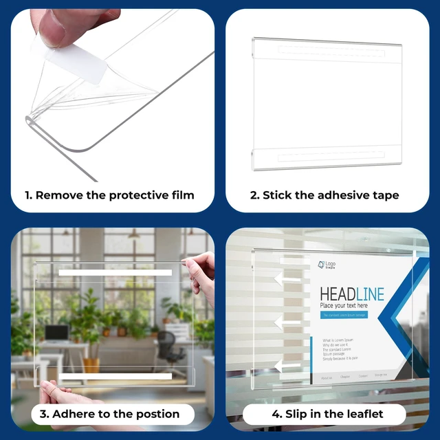 Alt view image 5 of 7 - 24 Pack 11x8.5 Acrylic Sign Holder Wall Mount, Horizontal Plastic Wall Signs Acrylic Frame Photo Menu Flyer Display Holders with Adhesive Tape for Office, Home, Store, Restaurant - No Drilling