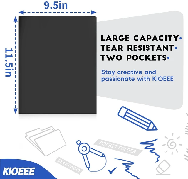 Alt view image 6 of 7 - Plastic Folders with Pockets (48 Pack). Heavy Duty Plastic Folders with 2 Pocket and Business Card Slot. Fit Letter Size Paper, Black for School