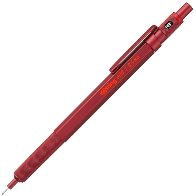 Main image of 600 Mechanical Pencil | HB 0.5 mm | Red All-Metal Body | Hexagonal Barrel