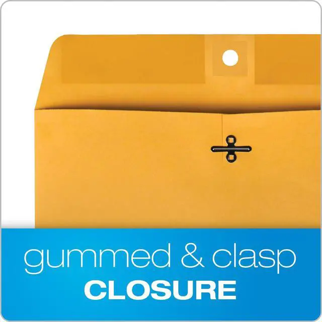 Alt view image 3 of 7 - 10 x 15 Clasp Envelopes, Clasp and Gummed Closures for Storing or Mailing, Heavy-Duty 32 lb Kraft Paper, 100 per Box (QUA37798)