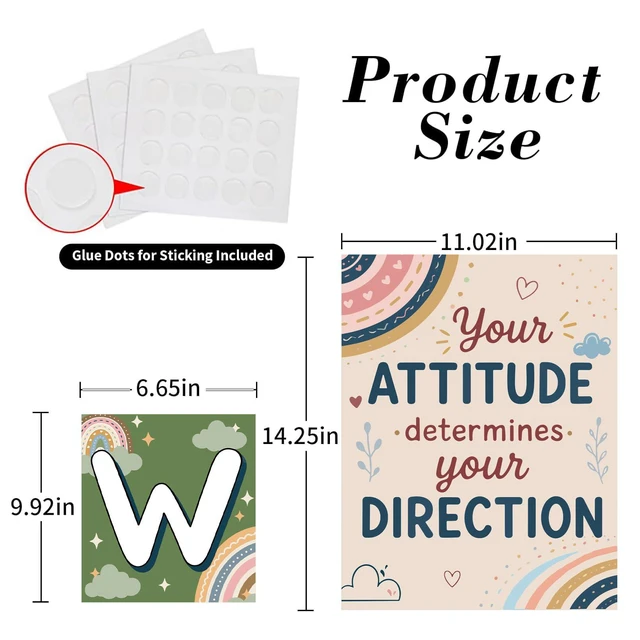 Alt view image 3 of 7 - 13 Pieces Boho Classroom Decor Bulletin Board Posters Inspirational Quote Positive Affirmation Motivational Posters with Welcome Sign for School Decor Classroom Decorations