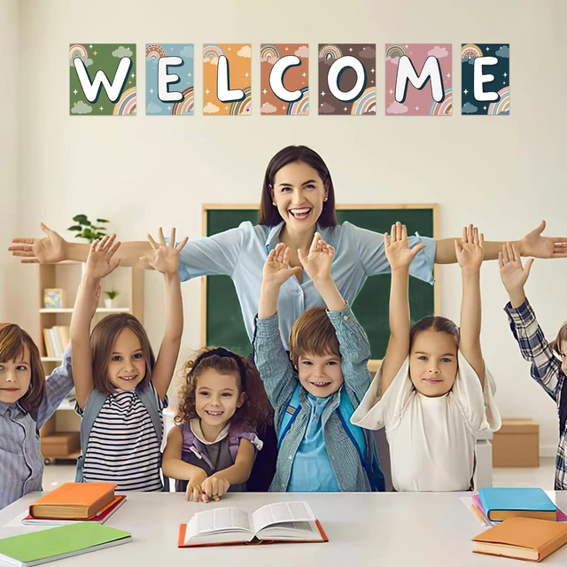 Alt view image 2 of 7 - 13 Pieces Boho Classroom Decor Bulletin Board Posters Inspirational Quote Positive Affirmation Motivational Posters with Welcome Sign for School Decor Classroom Decorations
