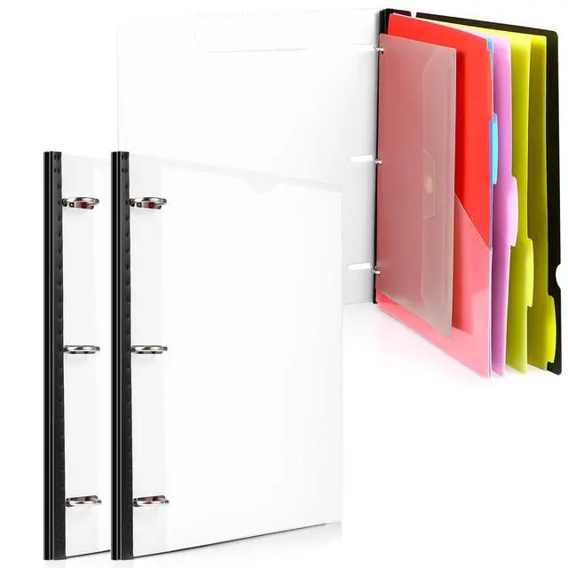 Main image of 2-Pack Telescoping Project Organizer, 1 Inch 3 Ring Binder, White Clear Front Pocket / Tabbed Catalog Pocket / 5-Tab Pocket Dividers / 1 Plastic Pocket in Each Binder